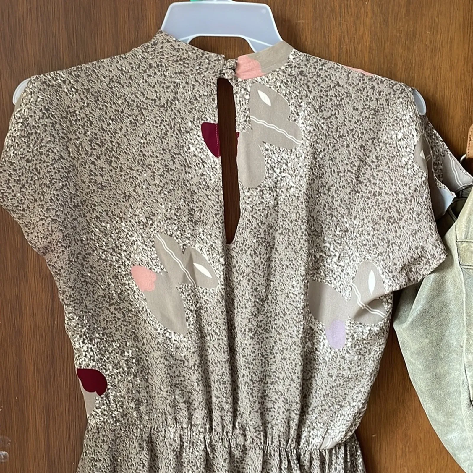 80s boho butterfly dress Tan Size XL - Image 10