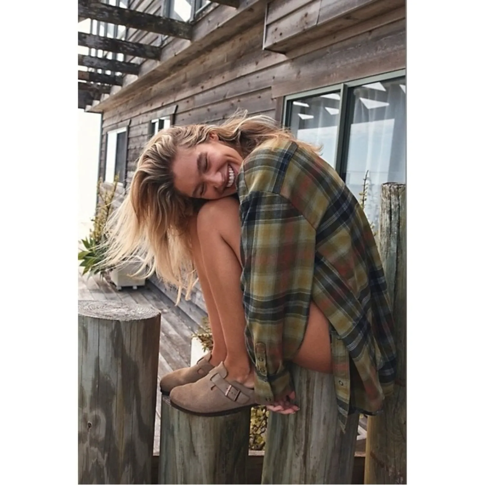Free People Grunge 90s Flannel Plaid Izzie Cargo Shirt Jacket Shacket Medium - Image 5