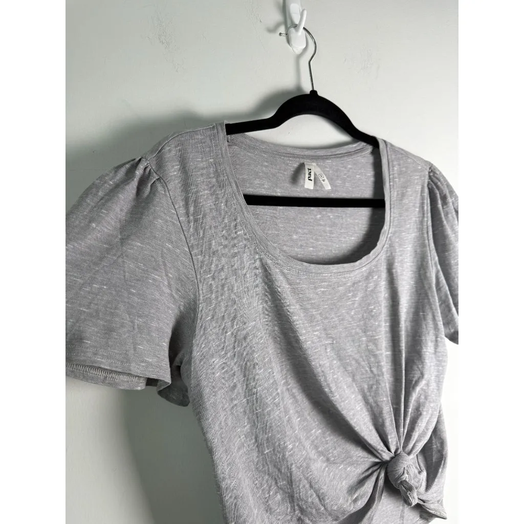 Pact Organic Cotton Scoop Neck Flutter Sleeve T-Shirt Heather Gray Size S - Image 2