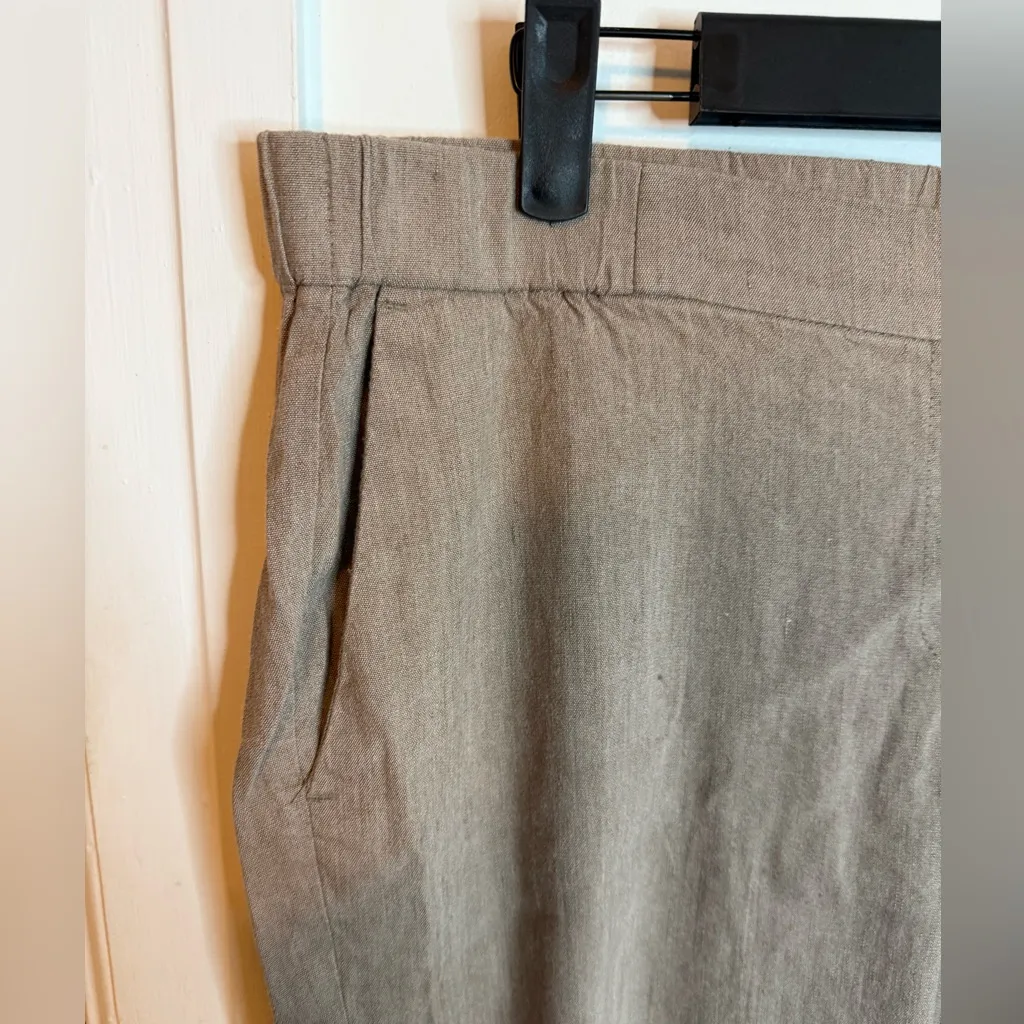 J. Jill Light Brown Linen Blend Pull On Cropped Pants Size L - Image 5