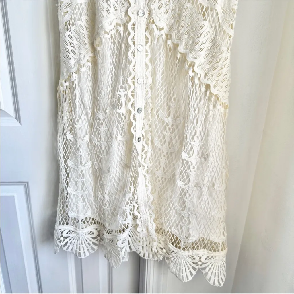 NWT FARM Rio Off White Nautical Guipere Crochet Midi Dress - Image 10