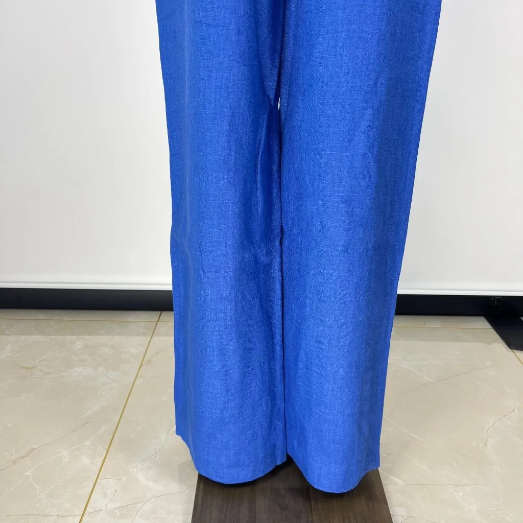 $ 248 NWOT FARM Rio Blue Linen High Waist Pants Size XXS W26 Women's - Image 10