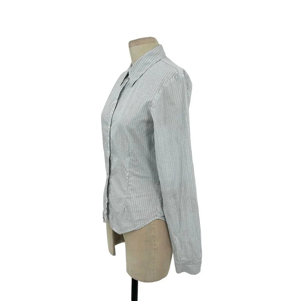 James Perse Blue White Pinstripe Button Down Top Size 2‎ / Medium - Image 4