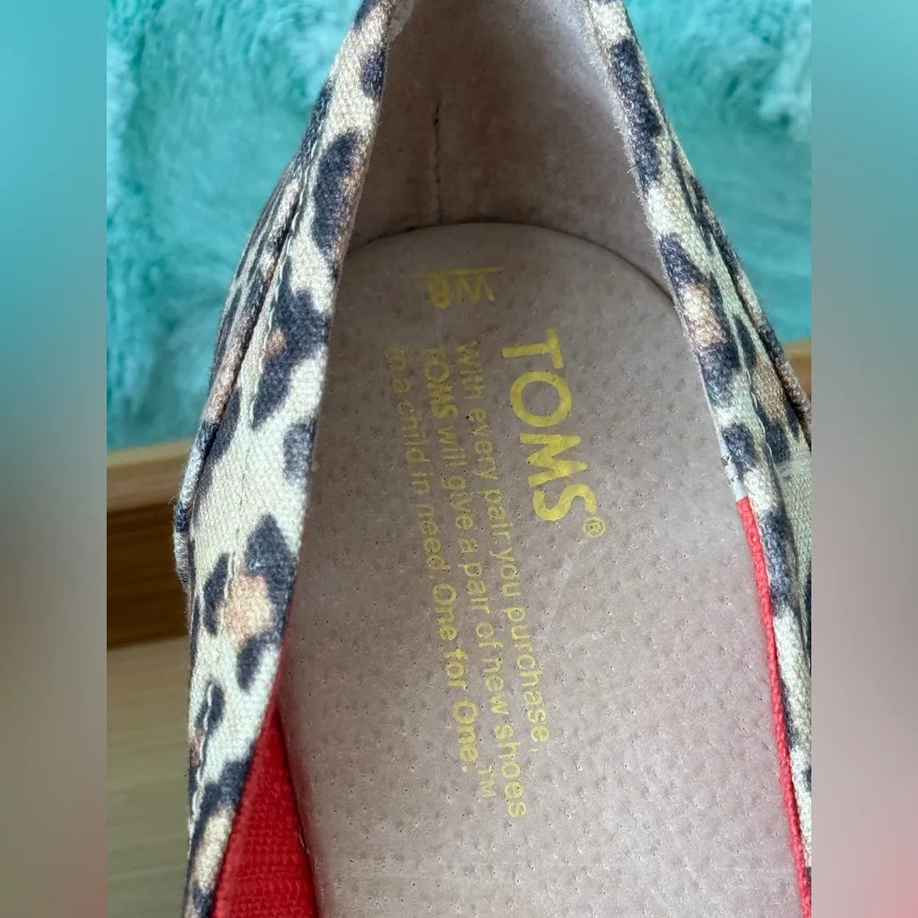 Women’s Size 8 Leopard Print Peep Toe Wedge Heels Jute Platform NWT Toms Shoes - Image 15
