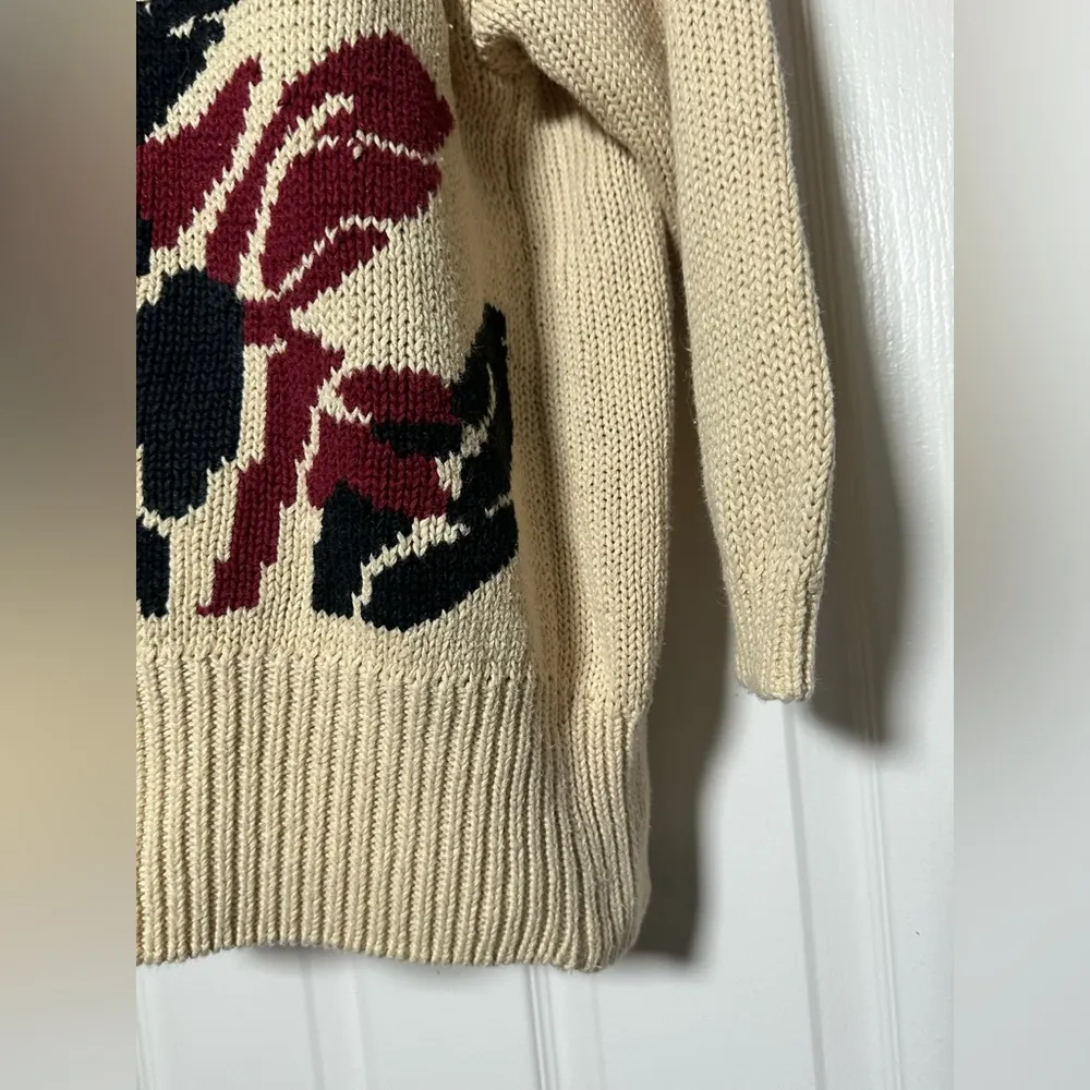 Vintage SB Sport Ramie Cotton Blend Korean Thick Knit Cream Abstract Sweater Size L - Image 6