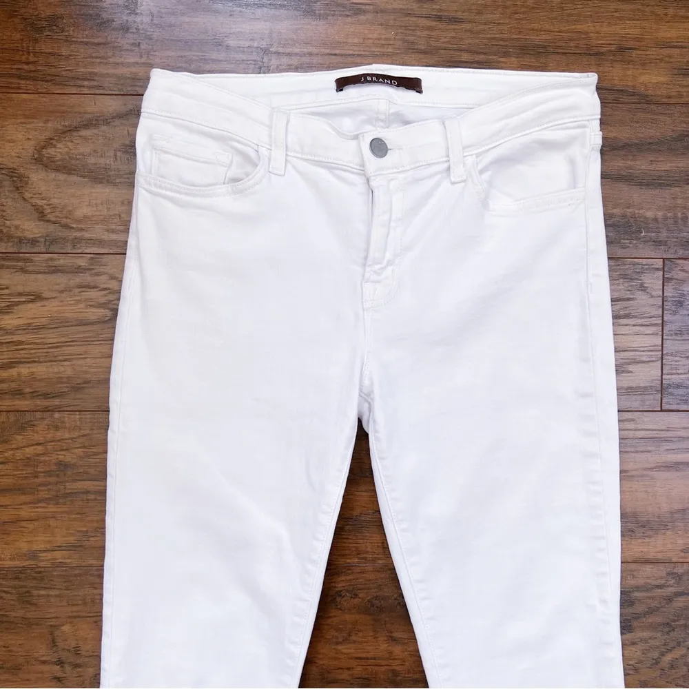 J Brand • Mid Rise Rail Skinny Jeans white Blanc denim stretch slim Anthro - Image 5