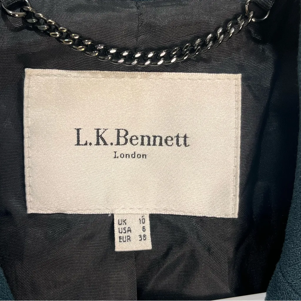 Imperfect LK Bennett London Women's belted notch blazer lined size 6 fall blazer - Image 14