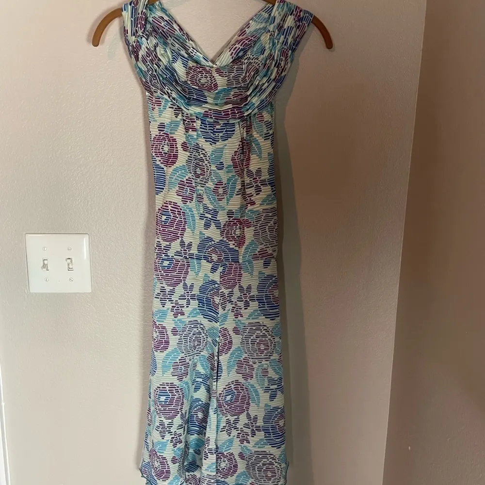 Anna Sui Pixel Floral Bow Back Silk Dress 2 - Image 8