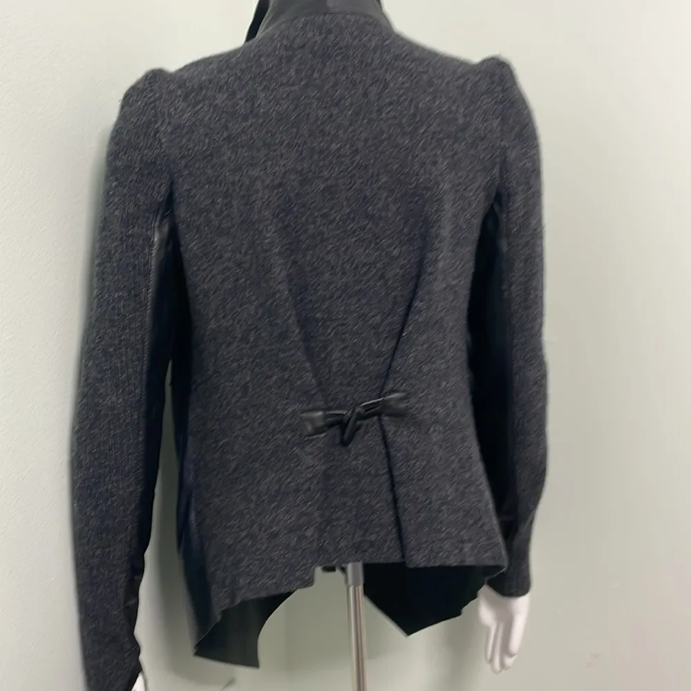 Quinn Black Leather Asymmetrical Zipper Cashmere Motto Jacket XS - Image 11