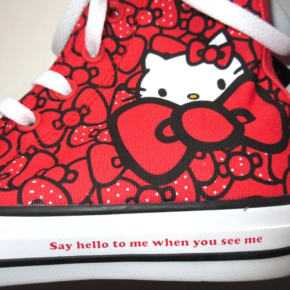 NWT Converse x Hello Kitty Chuck Taylor All Star Hi in Red Bows W 7 / M 5 - Image 4
