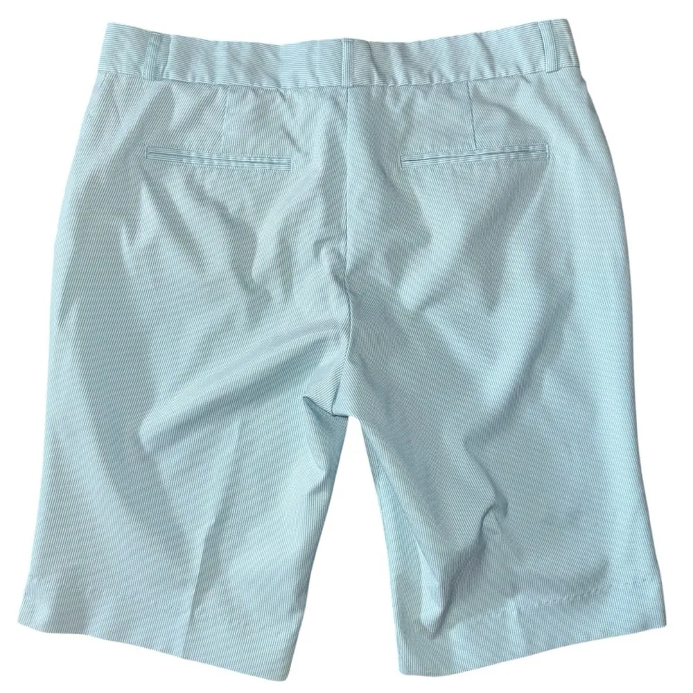 Peter Millar Size 8 Blue White Micro Pinstripe Performance Golf Bermuda Shorts - Image 2