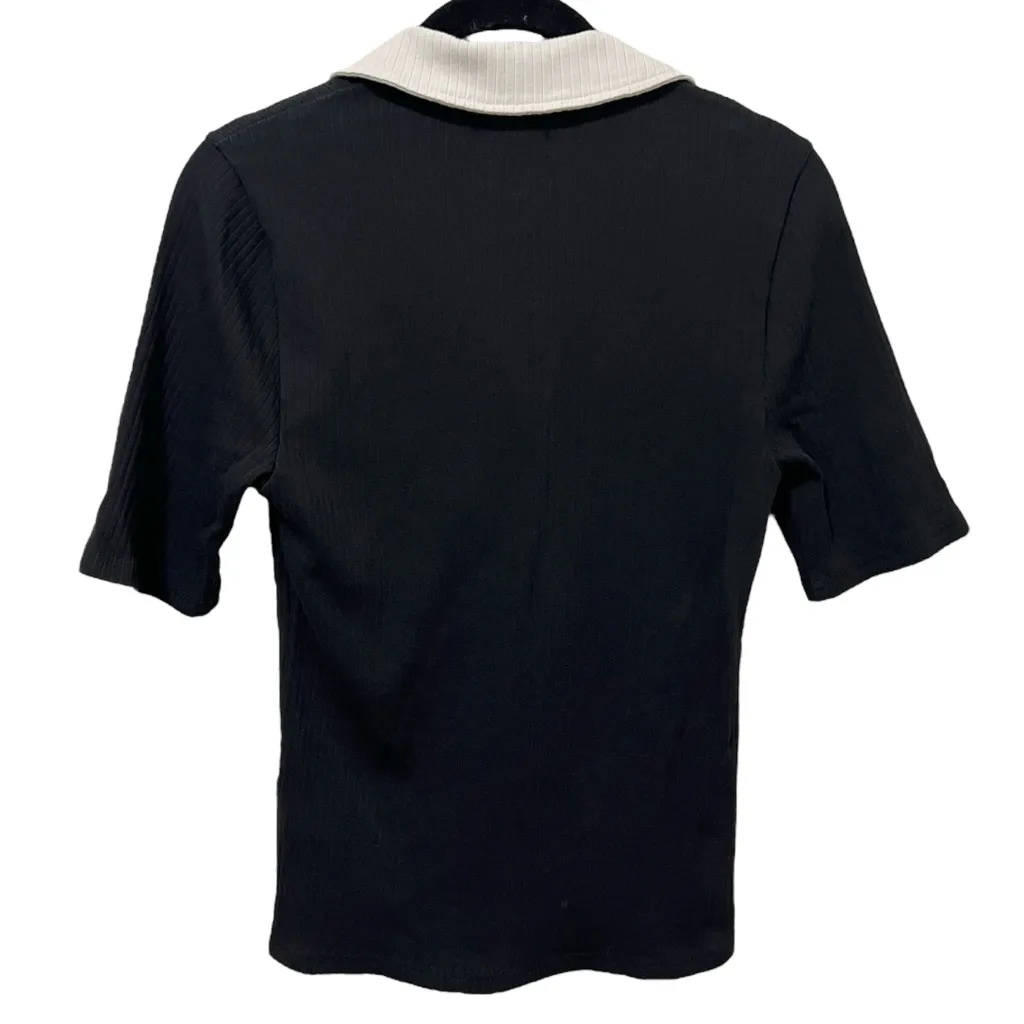 J. Crew Premium Rib Short-Sleeve Polo Shirt M Black - Image 4