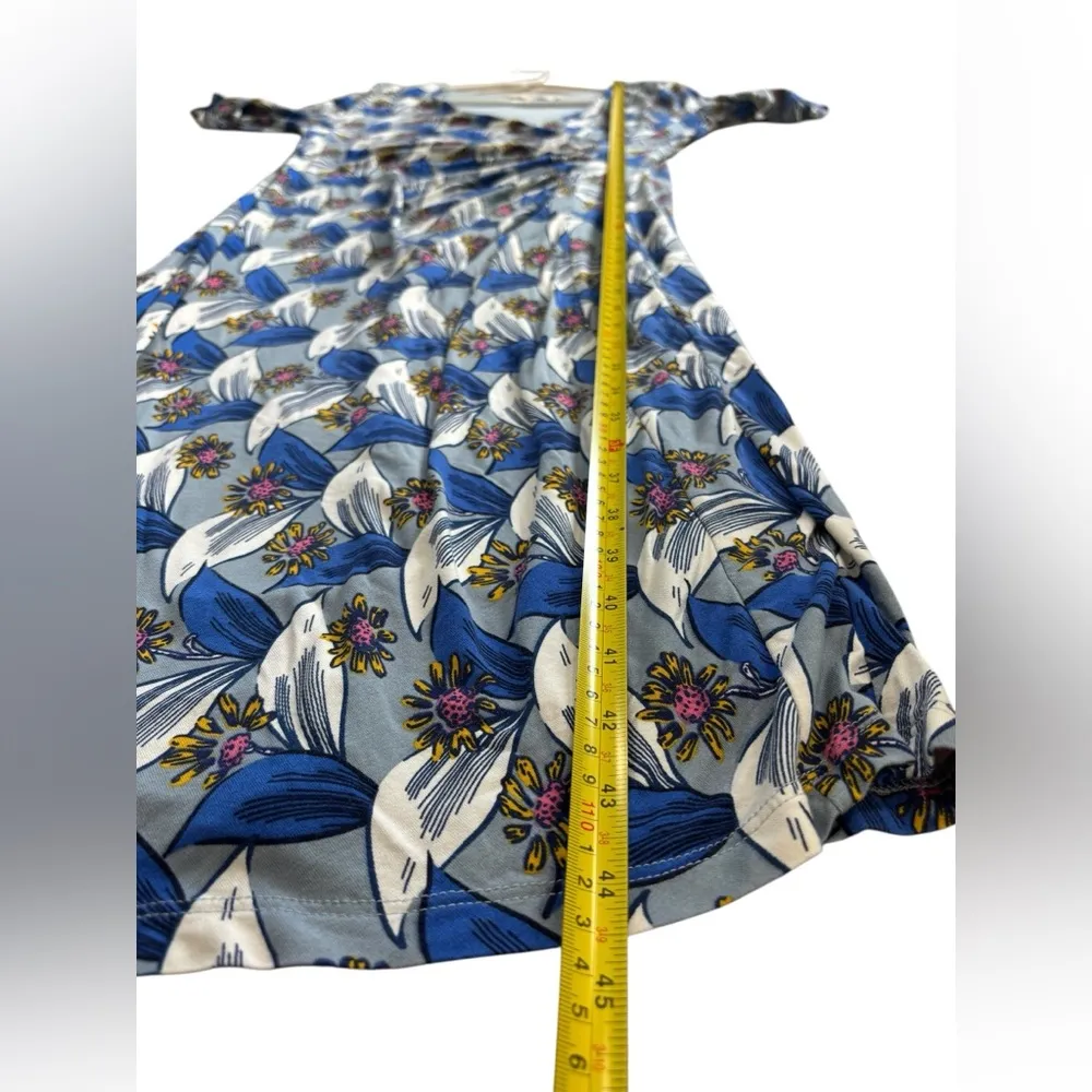Boden Ruth Faux Wrap Dress Blue Botanical Sz 10 Long workwear business casual - Image 11