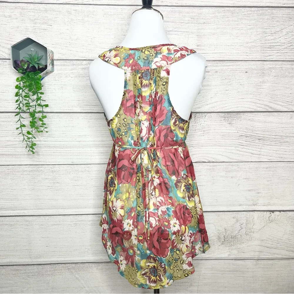 American Rag Boho Floral Sleeveless Blouse Top Size Medium Blue Red Green Yellow - Image 8