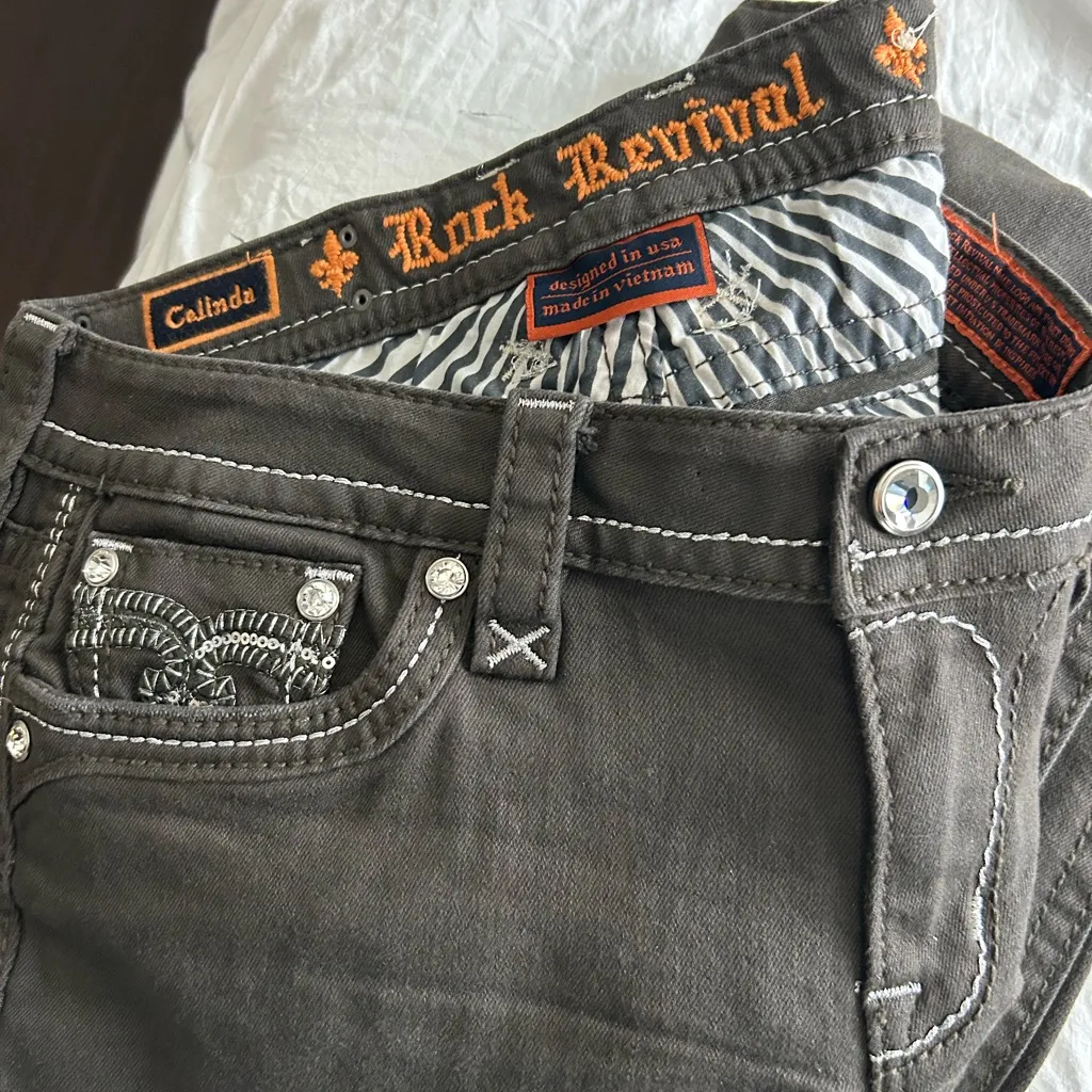 Rock Revival Women’s Black Celinda Skinny Jeans 29 Stones - Image 2