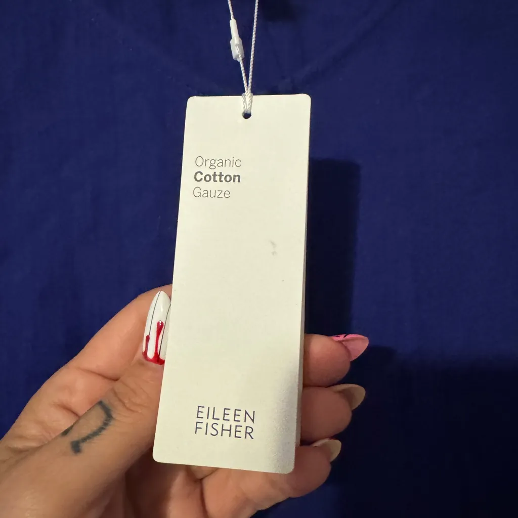 Eileen Fisher NWT Royal Blue V-Neck Organic Cotton Dress - Image 7