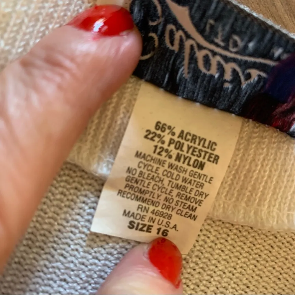 Calais Made In USA Vintage Retro 1960’s Colorblock Red White Buttons Sweater 16 - Image 6