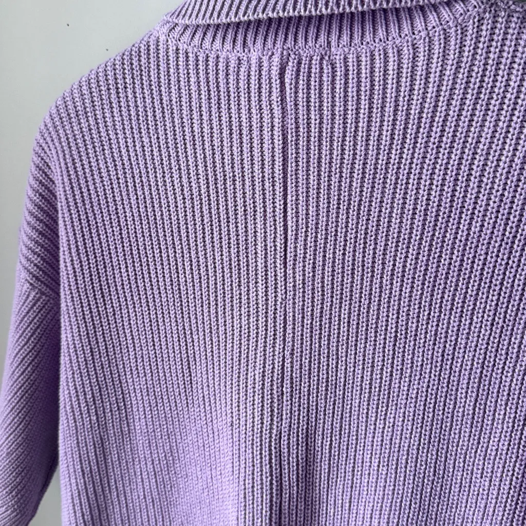 PinkBlush Lavender Sweater Knit Front Button Romper - Image 6