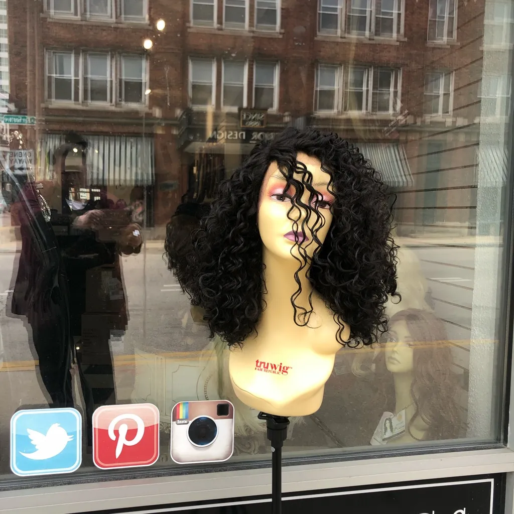 Curly Black lacefront wig medium length 2020 Wig - Image 4