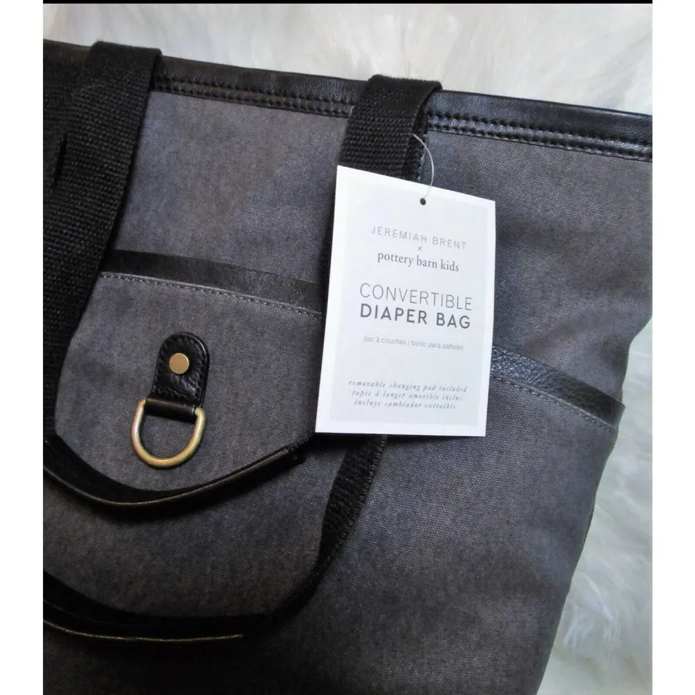 NEW PB Jeremiah Brent CONVERTIBLE DIAPER BAG 17" Gray Backpack Handbag Purse NWT - Image 7