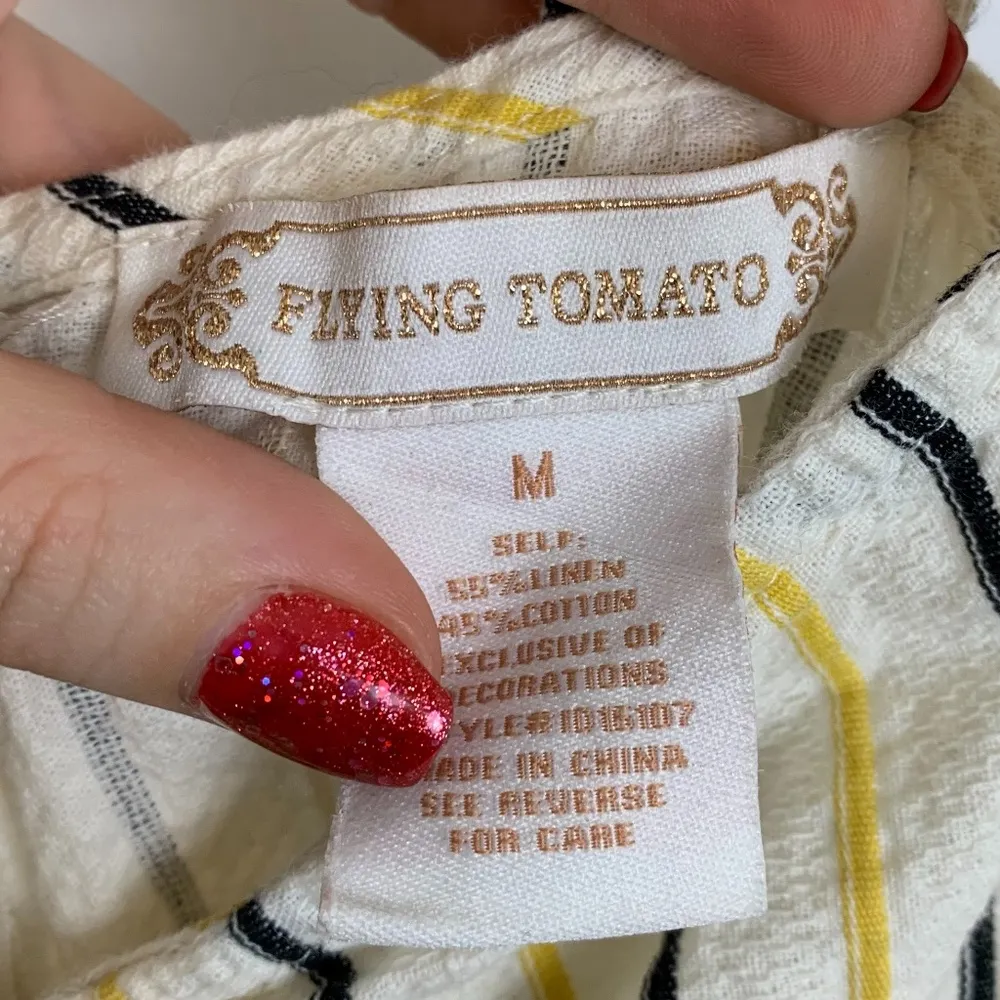 Flying Tomato Yellow & Black Striped Tie Front Mini Dress - Image 3