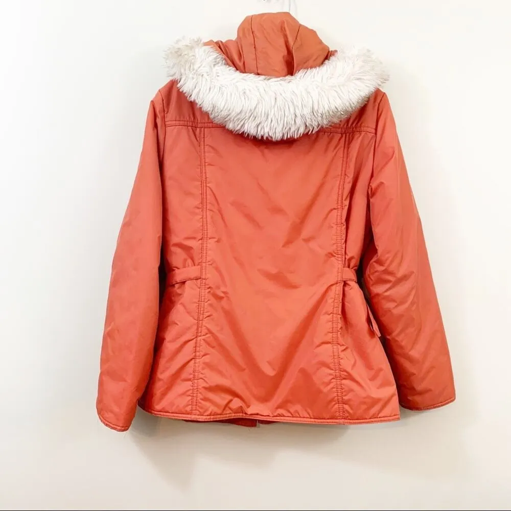 Vintage Burnt Orange Fur Hooded Ski Jacket Size M - Image 4