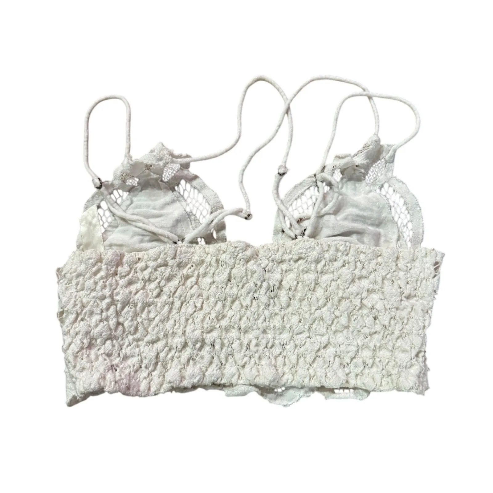 Free People Adella White Lace Crochet Bralette Crop Top Boho Festival S - Image 2