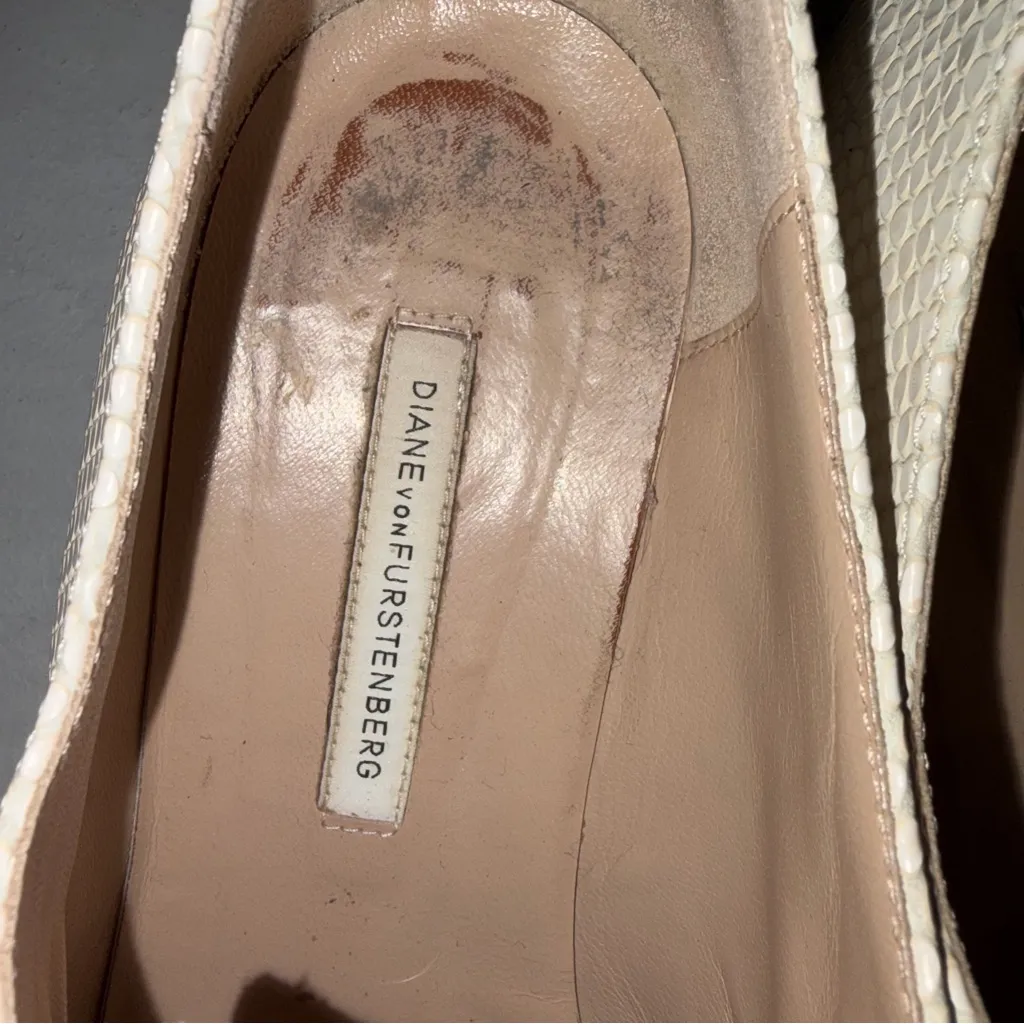 Diane Von Furstenberg White Lizard Ziggy Lace Up Oxford Loafers Shoes size 9.5 - Image 10