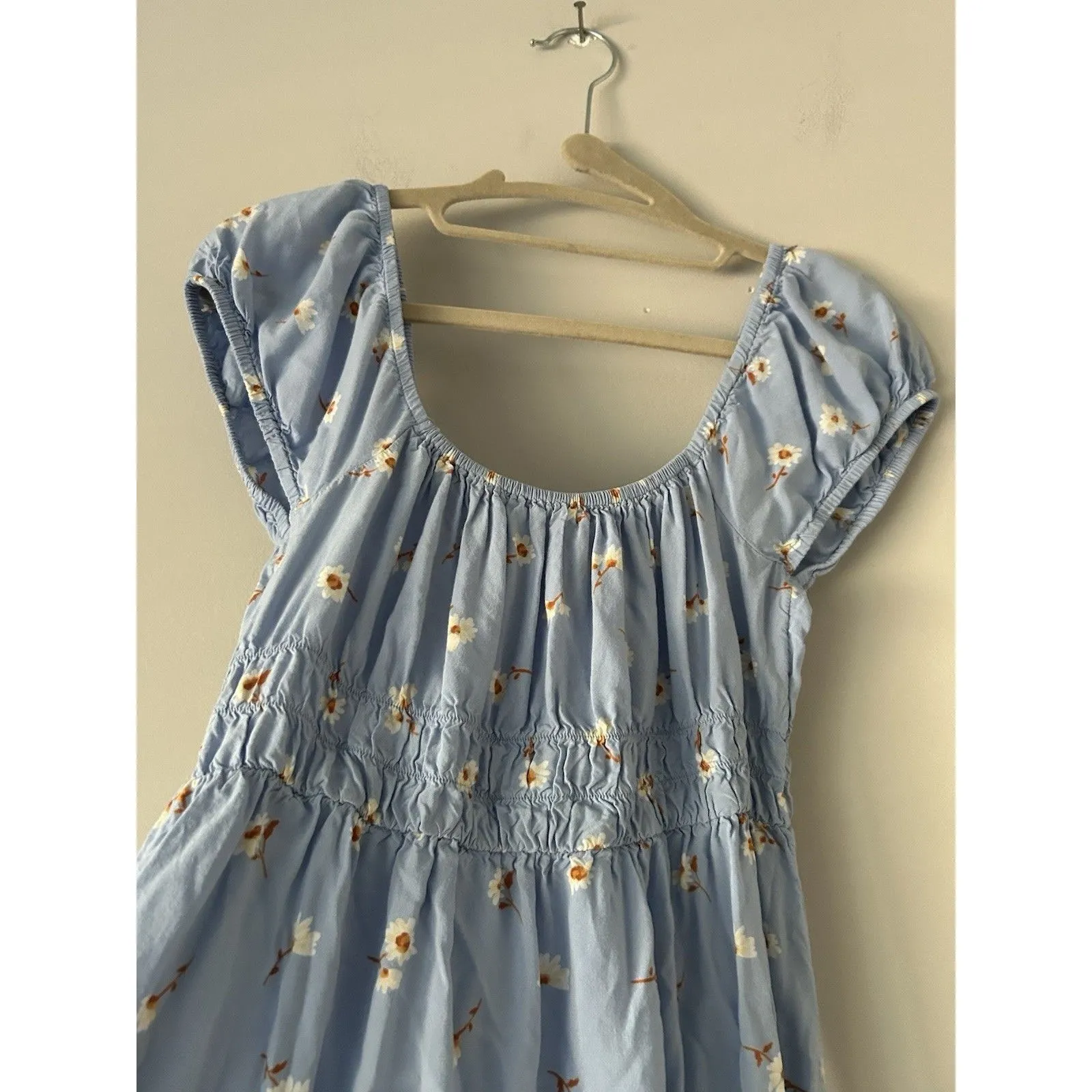 Billabong Blue Wildflower Mini Dress Size Small Lightweight Cute Flouncy Girly - Image 5