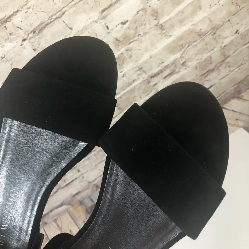 Stuart Weitzman Black 'Corbata' Ankle Wrap Sandals - Image 9