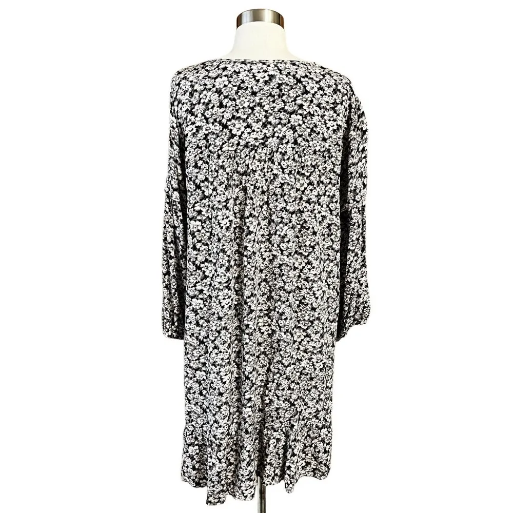 BA&SH Robe Elroy Floral Mini Dress Tunic Black White French Designer Medium  EUC - Image 2