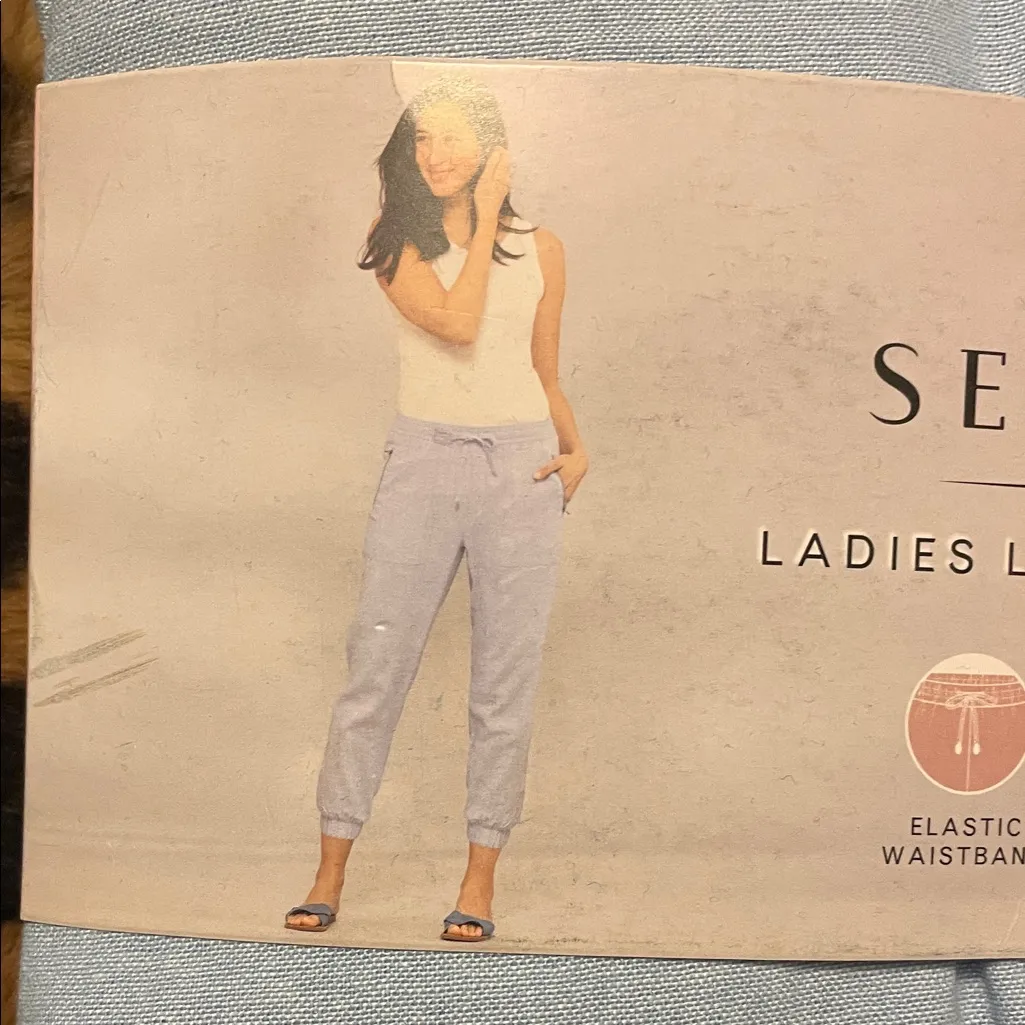 Serra Ladies Linen Pants in Light Blue - Image 3