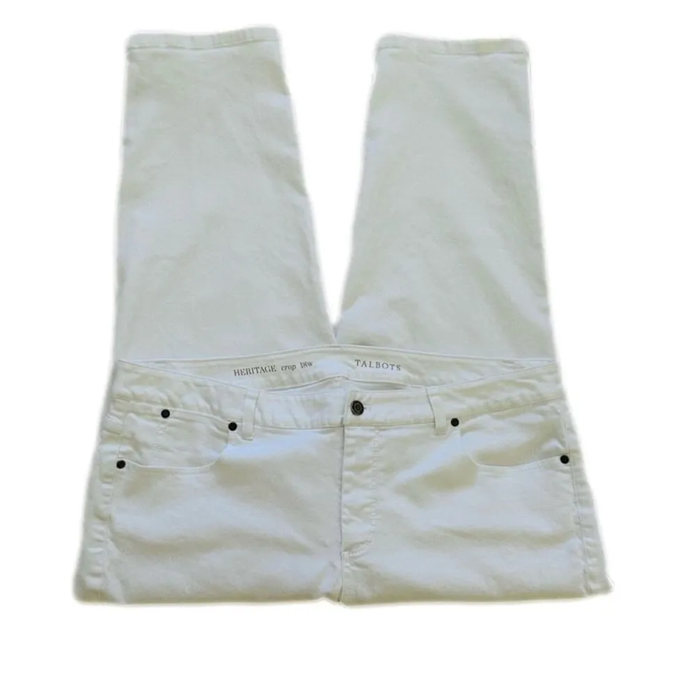 Talbots Jeans Heritage White Stretch Straight Crop Ankle Zipper Denim Size 18W - Image 10