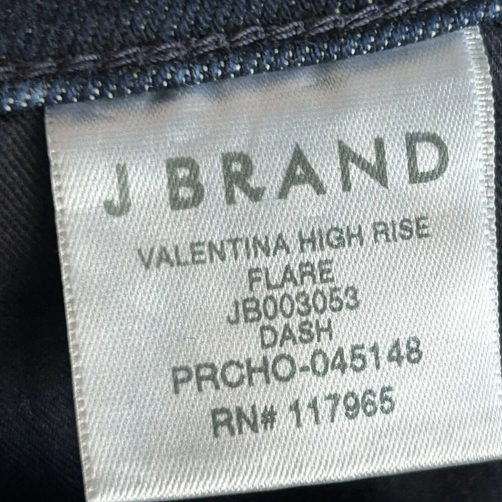 J Brand jeans Women 31 Valentina High Rise Wide Leg Flare in Dark Blue Wash Dash - Image 5