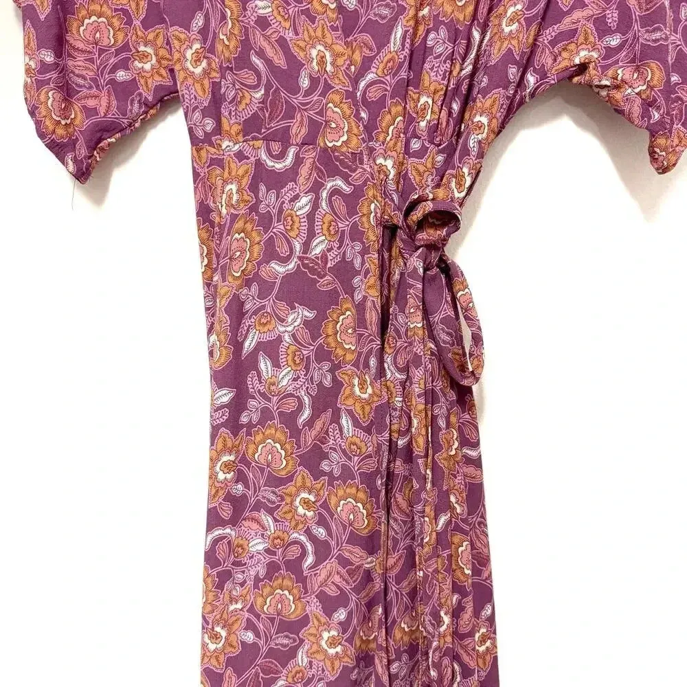 Vici Floral Wrap Maxi Dress - Garden Boho Kimono Tie Peasant Slit Bohemian - Image 5