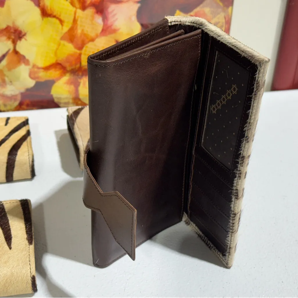 Lot Of 4 Real Handmade Animal Print Fur Leather Loop Closure Wallet/Hand Clutch - Image 7