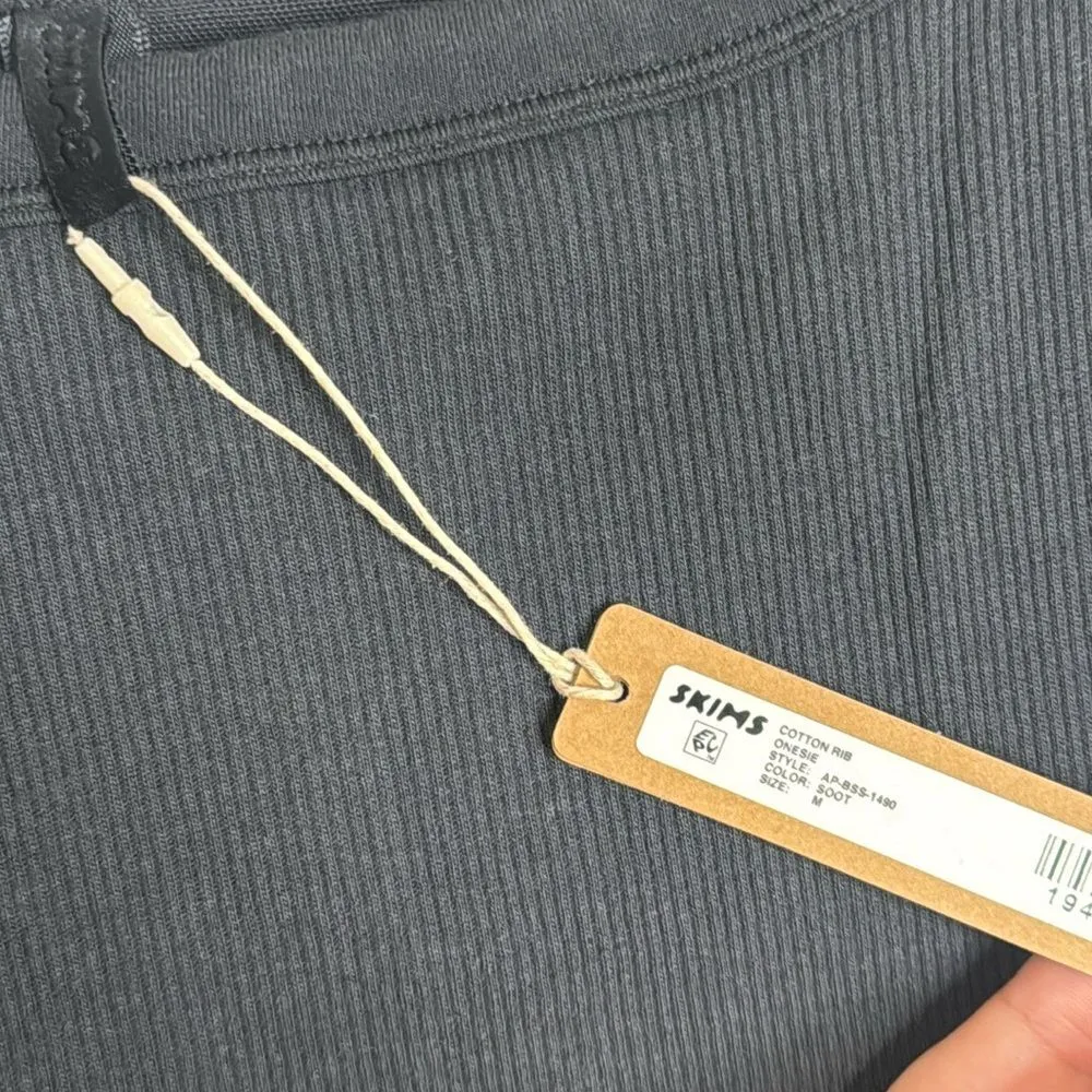 Skims cotton rib onesie in color soot size medium - Image 9