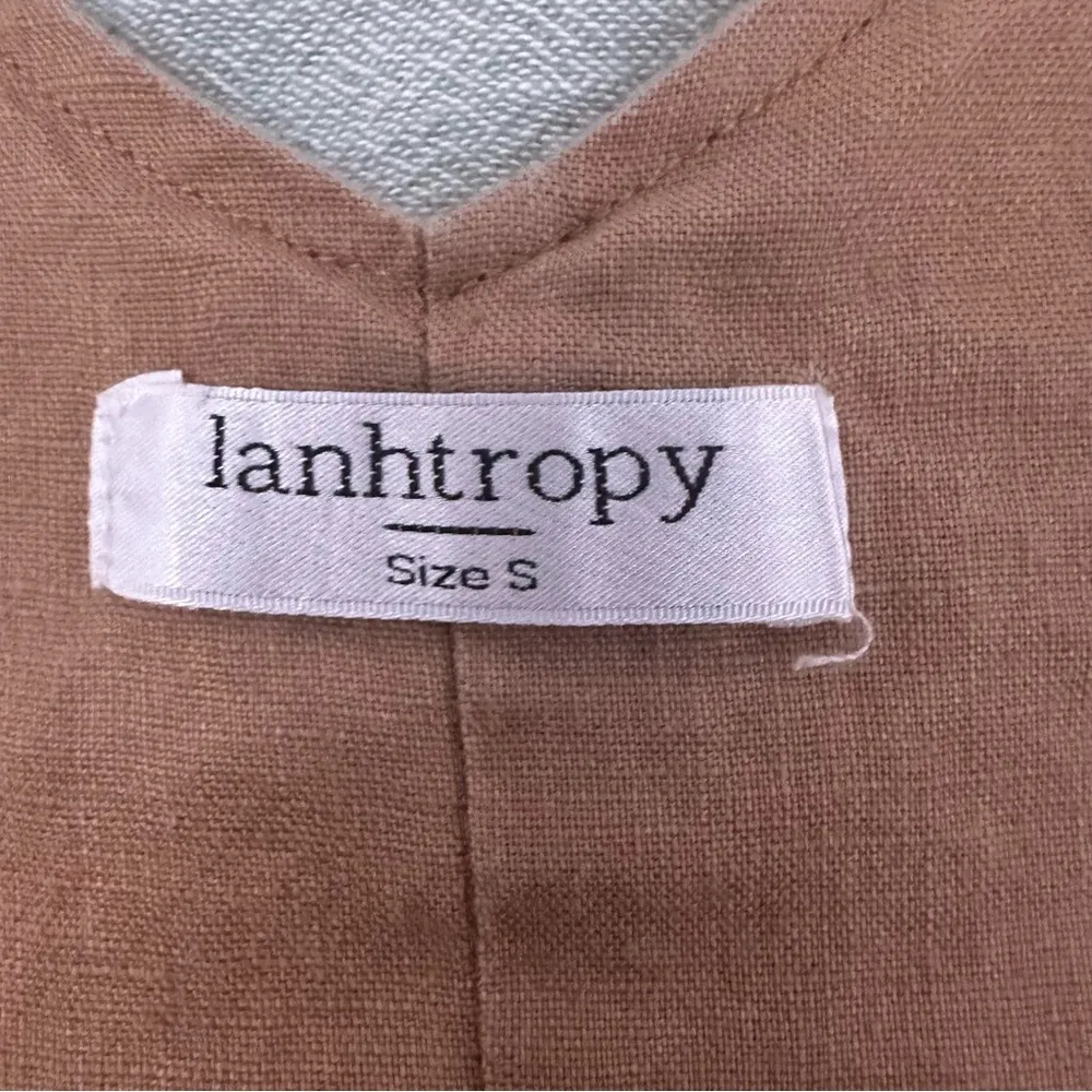 Lanhtropy Women’s 100% Linen Tan Jumpsuit Size Small - Image 3
