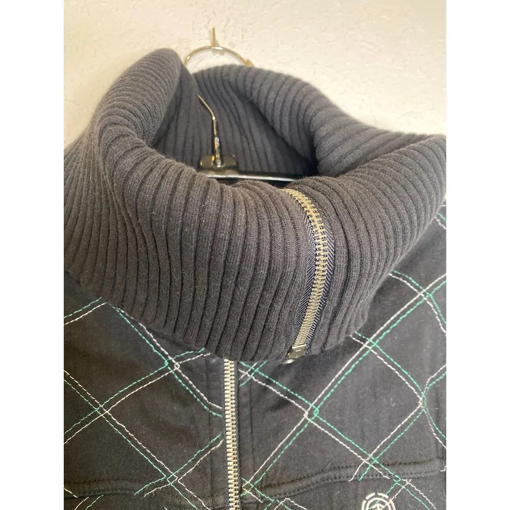 Element Sweatshirt Zipper Cardigan Sweater/Sweatshirt Sz M Ribbed Turtleneck Black Size M - Image 5