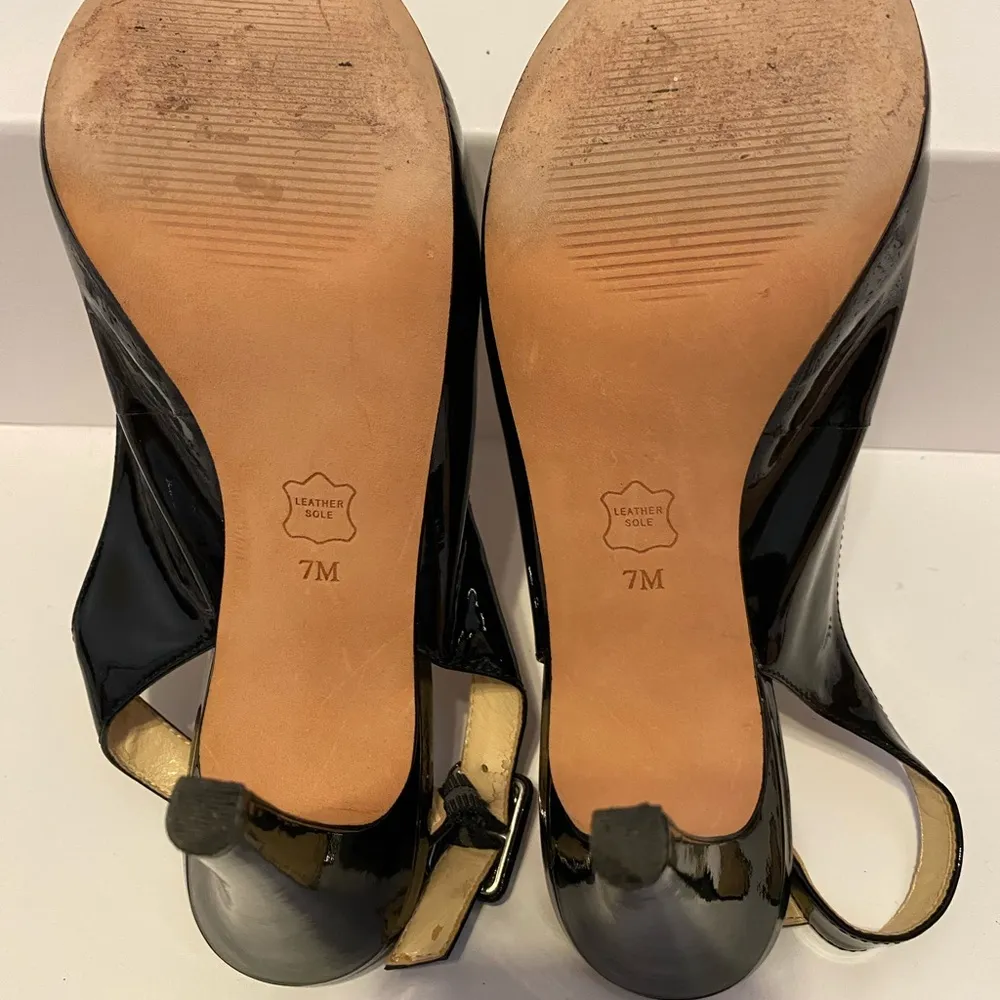 Talbots Black Peep Toe Slingback Heels - Image 2