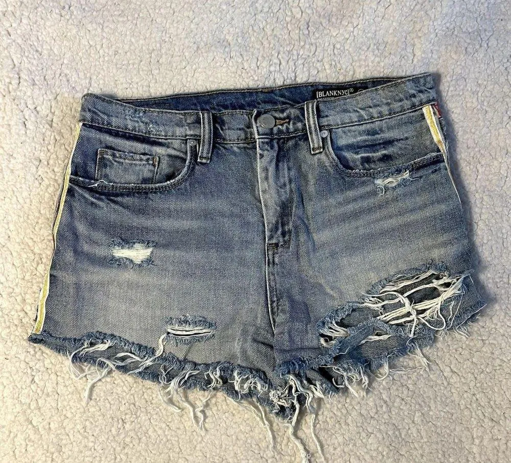 BLANK NYC The Barrow High Rise Distressed Shorts - Image 11