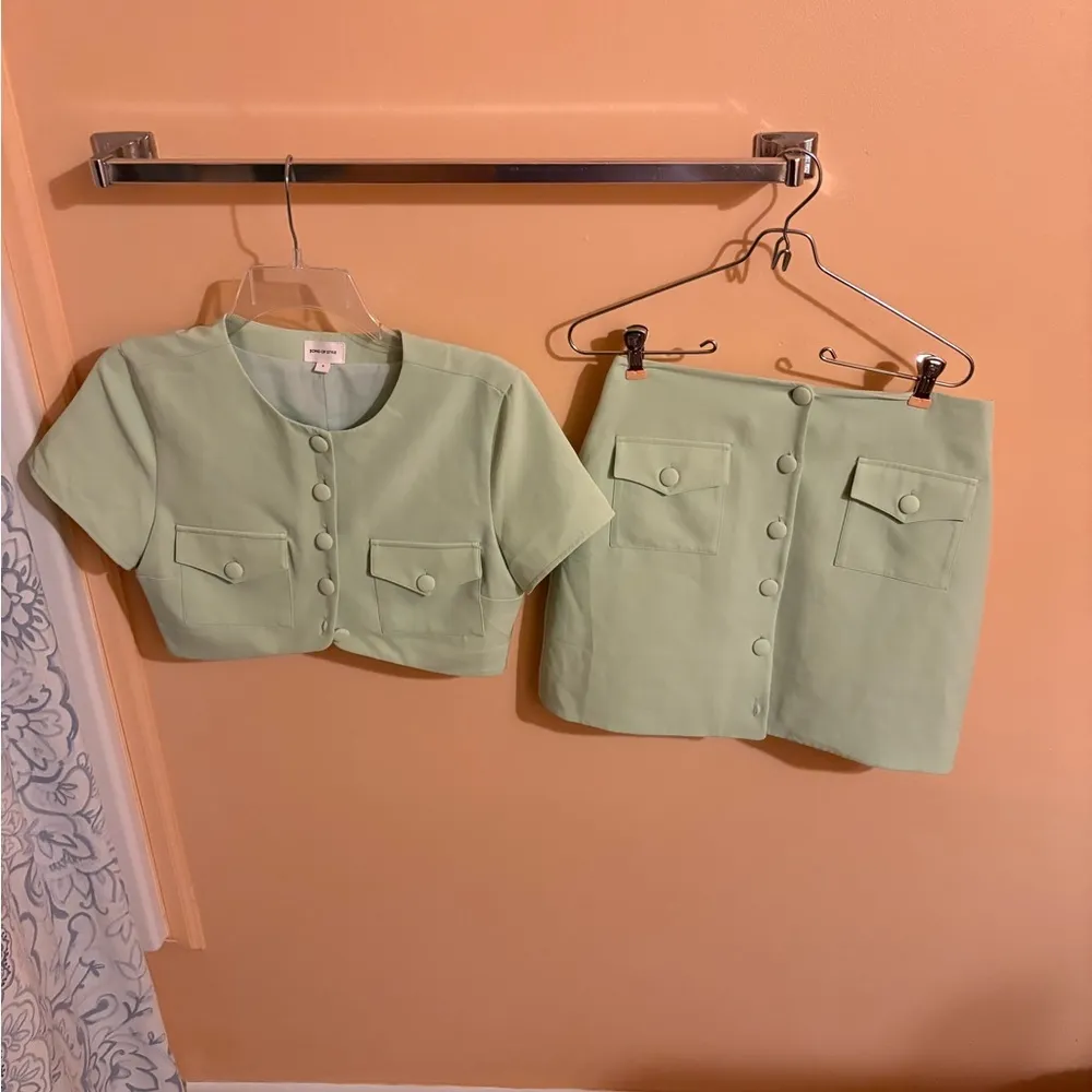 Gala Crop Top & Skirt Set in Green Tea - Image 4