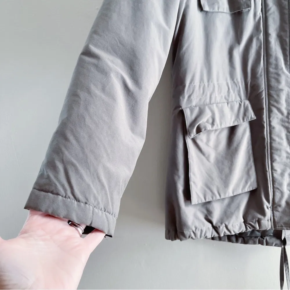 Madden Girl Faux-Fur Lined Mid Season Utility Jacket in Olive Green, Size Medium - Image 7