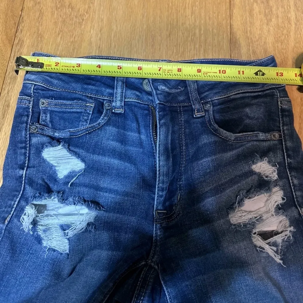 American Eagle Next Level Stretch Shorts Ripped Size 2 Jeans Denim - Image 7
