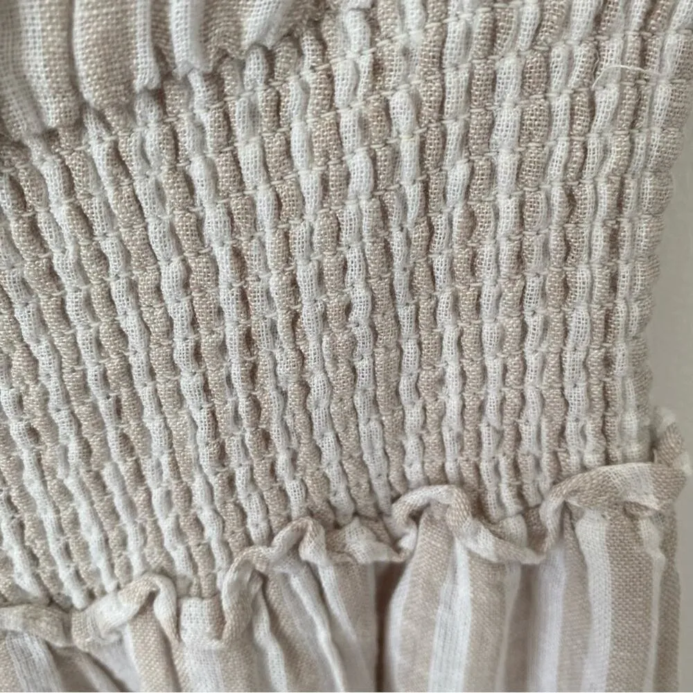 Rails Angelina Dress Dune Stripe Linen Tan White size XS - Image 9