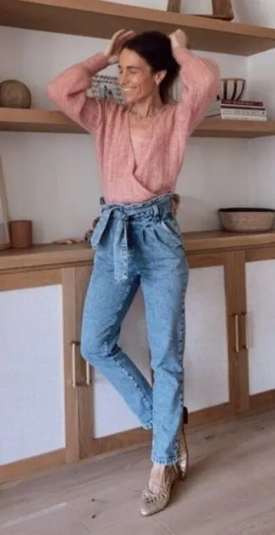 💕SEZANE💕 Austin Belted Paperbag Denim Trousers ~ Bleached Blue FR 36 NWOT - Image 8