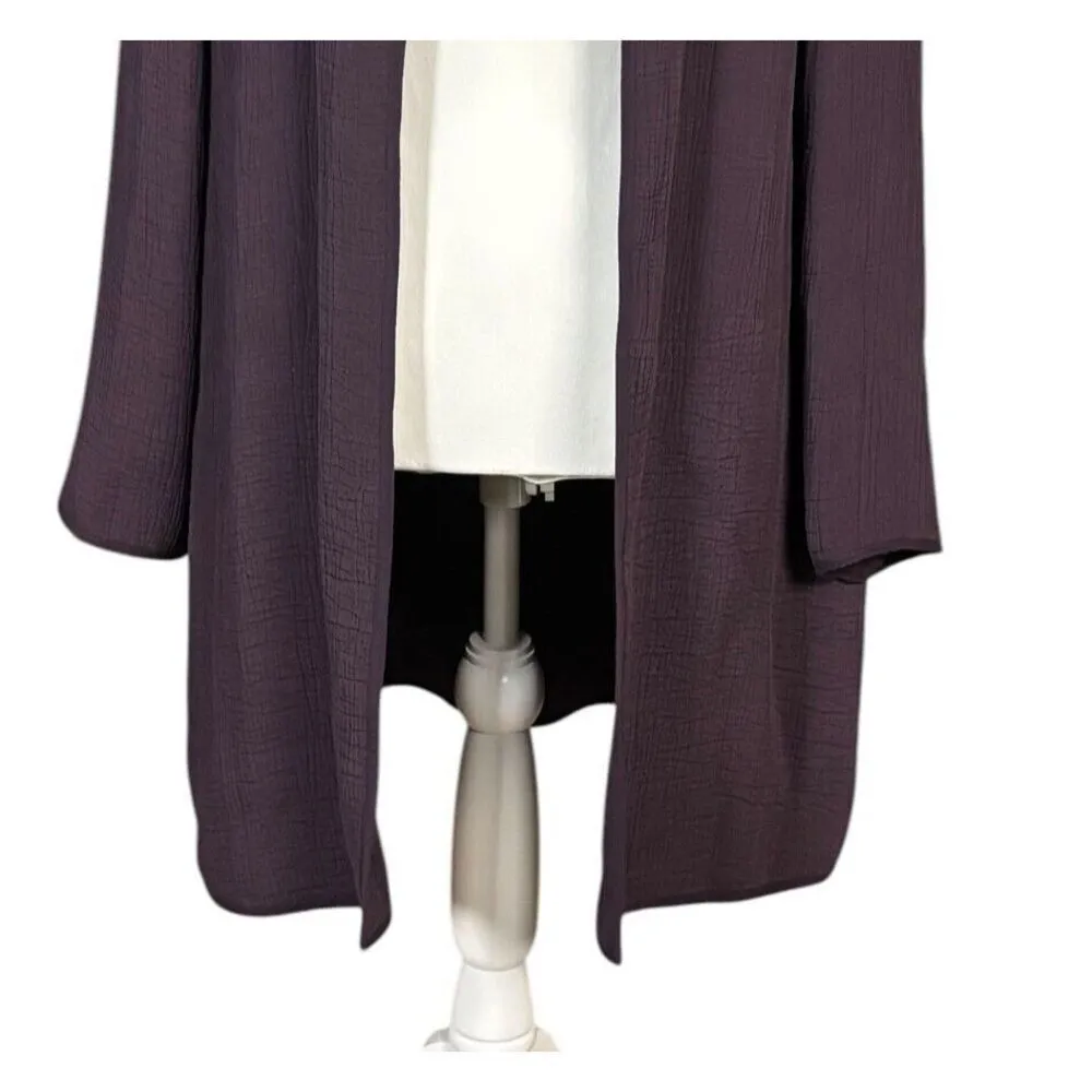 Eileen Fisher Jacket Blazer Size Medium Silk Blend Purple Corpcore Quiet Luxury - Image 5