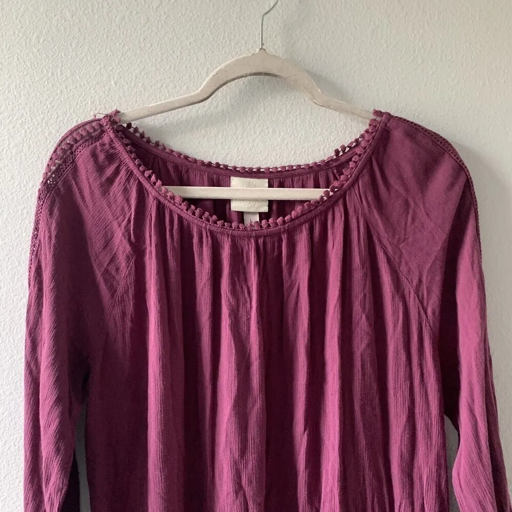 Knox Rose Womens Size Large Purple Rayon Gauze Flowy Blouse Top - Image 2