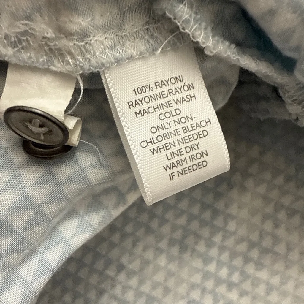 Women's Lou & Grey Long Sleeve Dress XS Light Blue White Geometric - Image 11