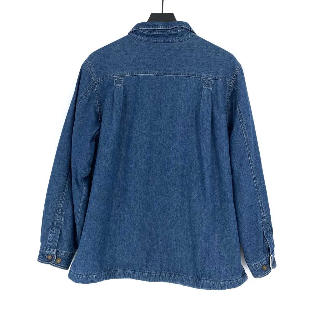 WOOLRICH Fleece Lined Jean Shacket Medium Blue Denim XL - Image 7